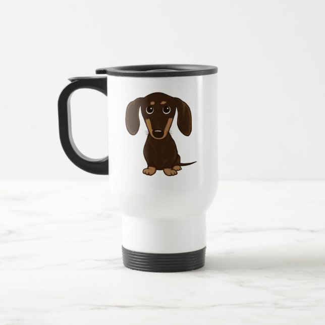 Cute Chocolate Dachshund | Wiener-Hund för Tecknad Resemugg (Vänster)