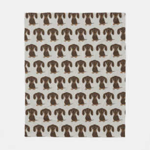 Cute Chocolate Dachshund Wiener Hundar Mönster Fleecefilt