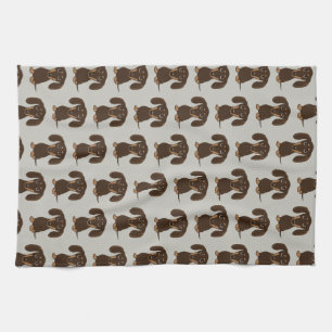 Cute Chocolate Dachshunds Mönster Kökshandduk