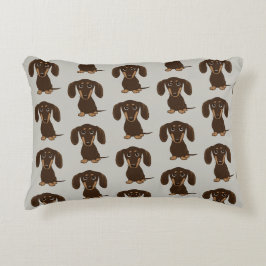 Cute Chocolate Dachshunds Mönster Prydnadskudde
