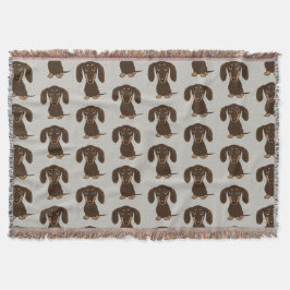Cute Chocolate Dachshunds Mönster | Wiener Hundar Filt