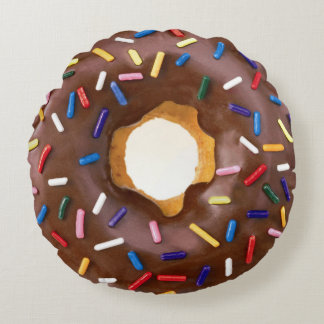 Cute Chocolate Donuts med Sprinkles Rund Kudde