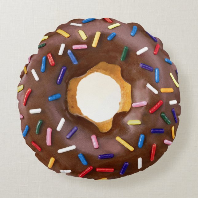 Cute Chocolate Donuts med Sprinkles Rund Kudde (Framsidan)