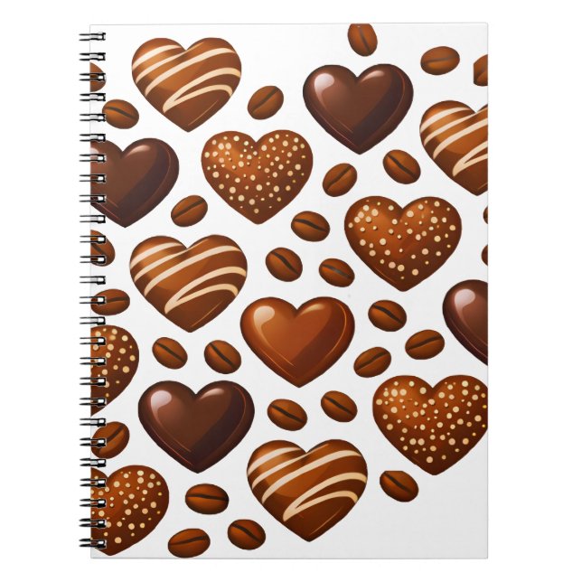Cute Chocolate Hearts Notebook - Candy Love Journa Anteckningsbok (Framsidan)