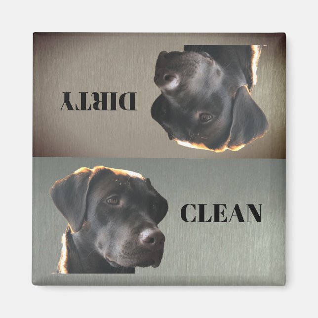 Cute Chocolate Lab Clean Dirty Dishwasher Magnet (Framsidan)
