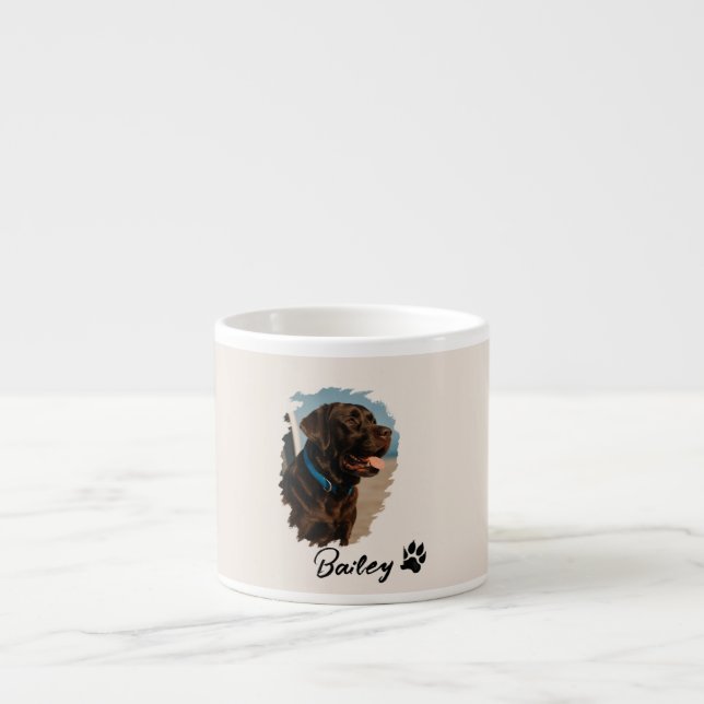 Cute Chocolate Labrador Hund - Bailey | Pet Gift Espressomugg (Framsidan)