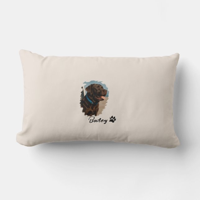 Cute Chocolate Labrador Hund - Bailey | Pet Gift Lumbarkudde (Framsida)
