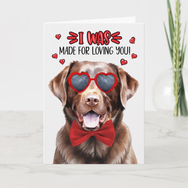 Cute Chocolate Labrador Hund Loving You Valentine Helgkort (Framsida)