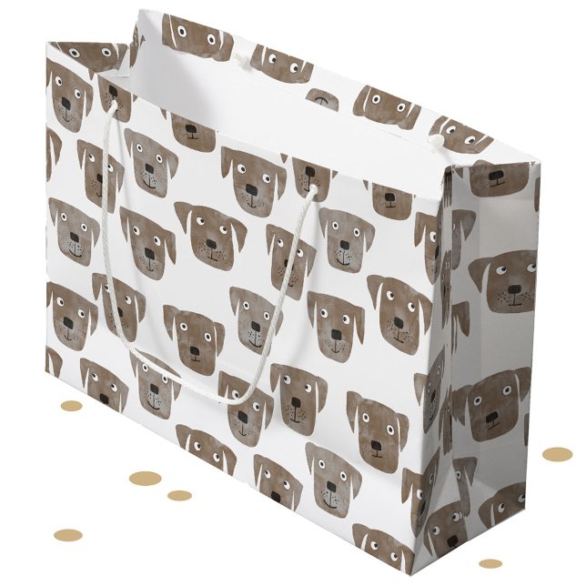 Cute Chocolate Labrador Retriever Hund Mönster (Chocolate labrador retriever dog watercolor pattern large gift bag)