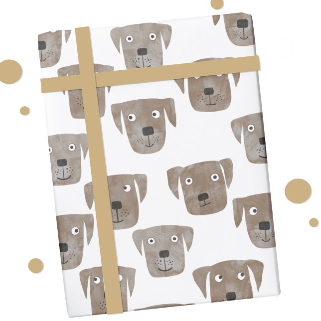 Cute Chocolate Labrador Retriever Hund Mönster Presentpapper (Chocolate labrador retriever dog watercolor pattern wrapping paper roll)