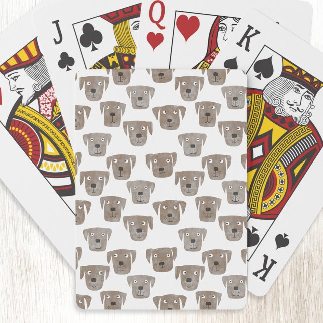 Cute Chocolate Labrador Retriever Hund Watercolor Casinokort (Chocolate Brown Labrador Retriever dog pattern art playing cards)