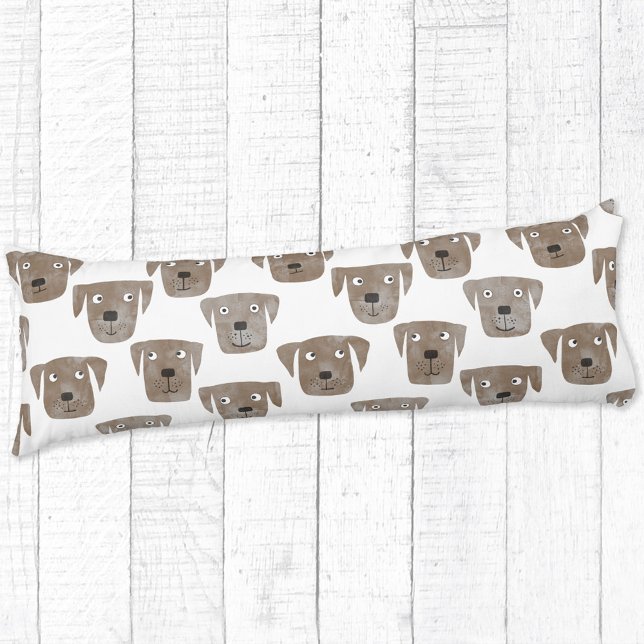 Cute Chocolate Labrador Retriever Hund Watercolor Kroppskudde (Chocolate Labrador Retriever Dog pattern lumbar pillow)