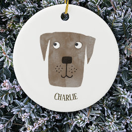 Cute Chocolate Labrador Retriever Personlig, Hund Julgransprydnad Keramik