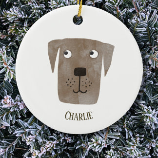 Cute Chocolate Labrador Retriever Personlig, Hund Julgransprydnad Keramik