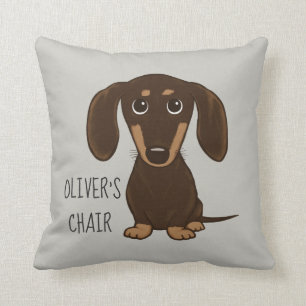 Cute Chocolate Långhårigare Dachshund-Personlig Kudde