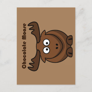 Cute Chocolate Moose, Funny Dessert Pun-Tecknad Vykort