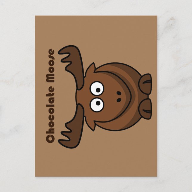 Cute Chocolate Moose, Funny Dessert Pun-Tecknad Vykort (Framsida)