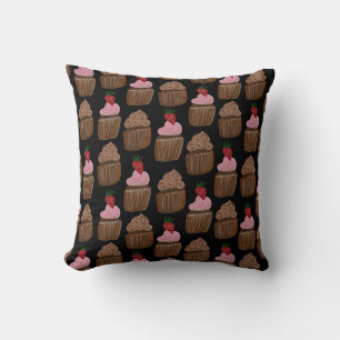 Cute Chocolate-Muffinsar Vattenfärg Mönster Kudde