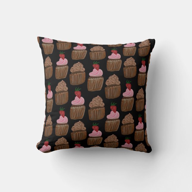 Cute Chocolate-Muffinsar Vattenfärg Mönster Kudde (Framsida)