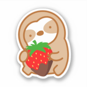 Cute Chocolate Strawberry Sloth Klistermärken
