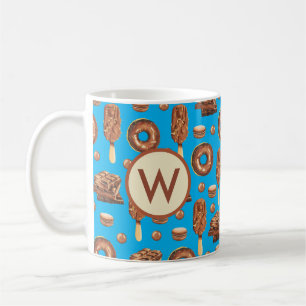 Cute Chocolate Sweets Ice Cream Donuts Monogram Kaffemugg