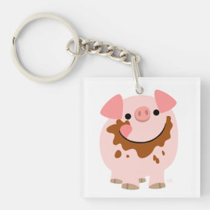 Cute Chocolate Tecknad Gris Acrylic Keychain