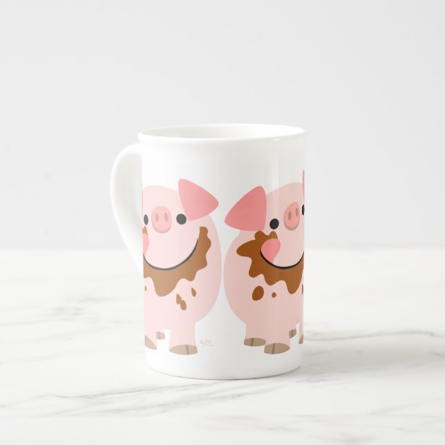 Cute Chocolate Tecknad Gris Bone China Mugg Benporslin Mugg (Framsida vänster)