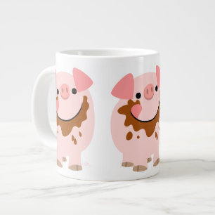 Cute Chocolate Tecknad Gris Jumbo Mugg