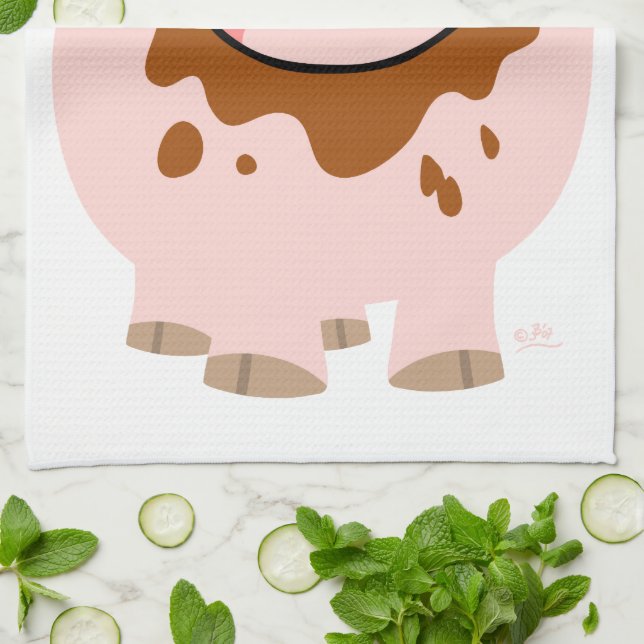 Cute Chocolate Tecknad Gris Kitchen Towel Kökshandduk (Vikta)