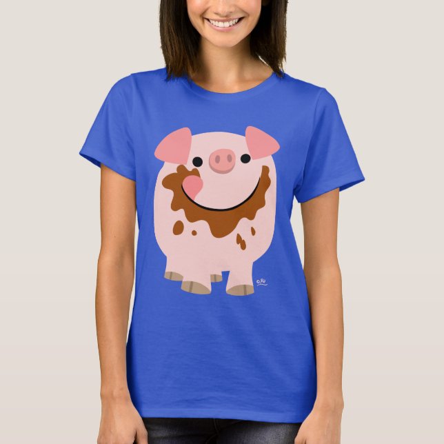 Cute Chocolate Tecknad Gris Kvinnor T-Shirt (Framsida)