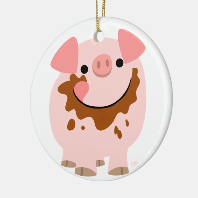 Cute Chocolate Tecknad Gris Ornament (Vänster)