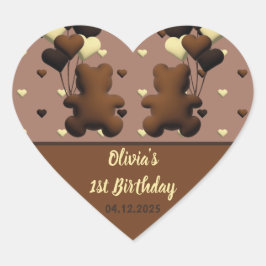 Cute Choklad är försedd med födelsedagskaraktär Hjärtformat Klistermärke