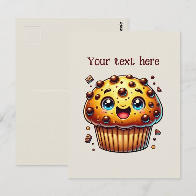 Cute Choklad chip-muffin-anpassa Vykort (Fram/baksida)