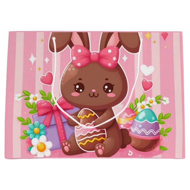 Cute Choklad Påskhare med rosa rand (Framsidan)