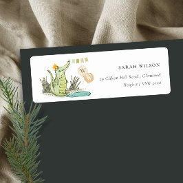 Cute Chomp Alligator in Swamp Balloon Adress Returadress Etikett