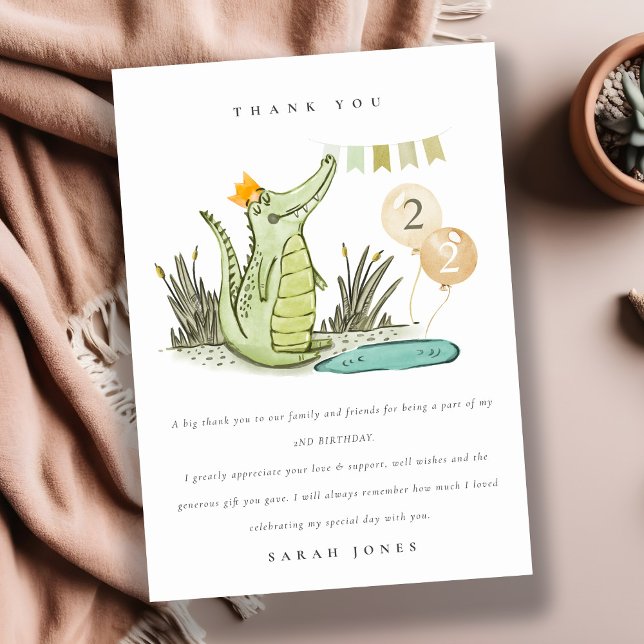 Cute Chomp Alligator in Swamp oavsett ålder Tack Kort (Skapare uppladdad)