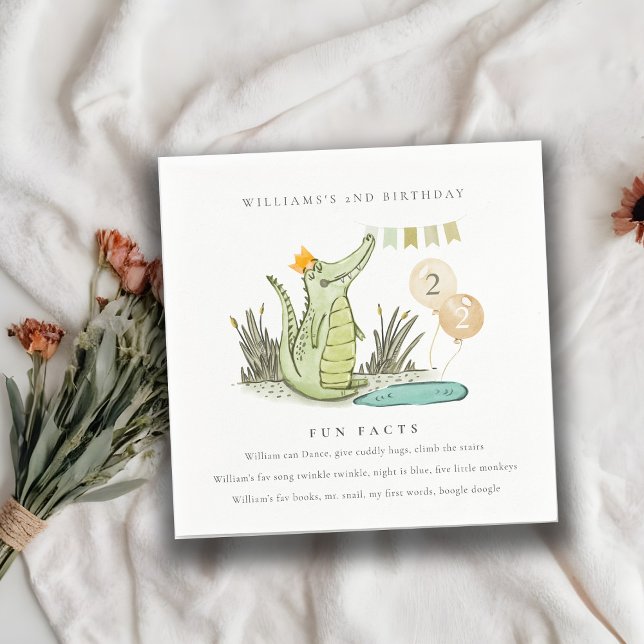 Cute Chomp Alligator in Swamp Roligt Facts Birthda Pappersservett (Skapare uppladdad)