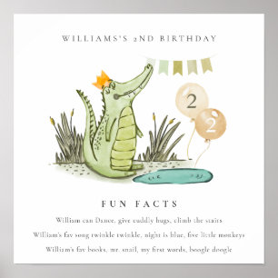 Cute Chomp Alligator in Swamp Roligt Facts Birthda Poster
