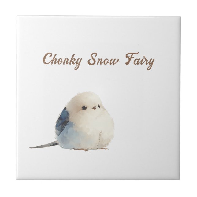 Cute Chonky Snow Fairy Shima Enaga Bird Kakelplatta (Framsidan)