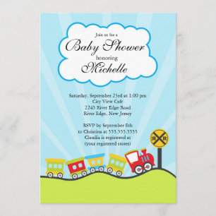 Cute Choo Choo Tåg Baby Shower-inbjudan Inbjudningar