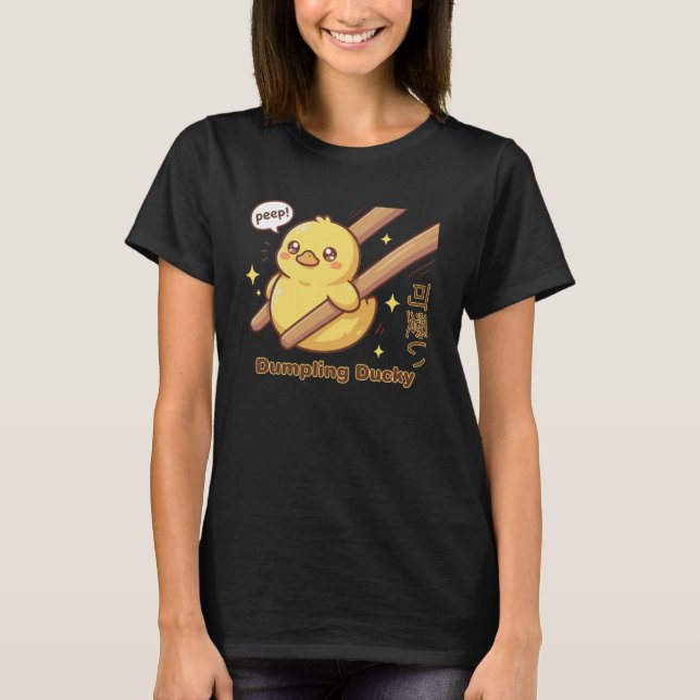 Cute Chopstick Kawaii Duck Dumpling Ducky Meme T Shirt (Framsida)