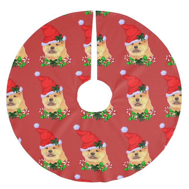 Cute Chow Chow God jul Julgransmatta Borstad Polyester (Framsidan)