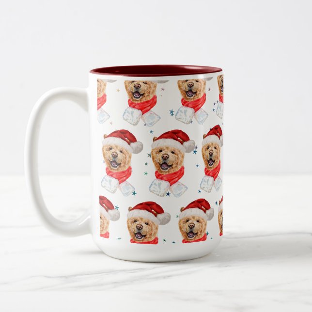 Cute Chow Chow Hund jul Mönster Två-Tonad Mugg (Vänster)