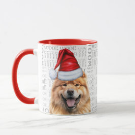 Cute Chow Chow Hund Santa Woof Background Jul Mugg