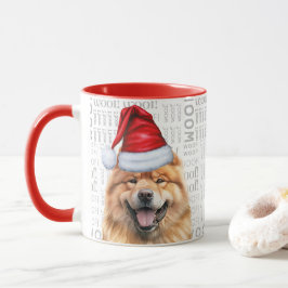 Cute Chow Chow Hund Santa Woof Background Jul Mugg