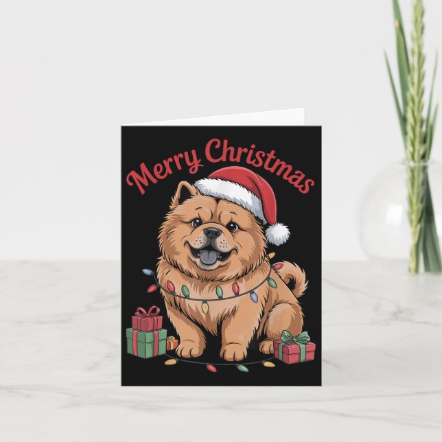 Cute Chow Chow Jul Julafton Rolig hund Älskare Hol Kort (Framsida)