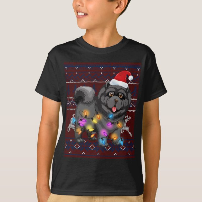 Cute Chow Chow Jul Ljus Ugly Sweater Chow Chow T Shirt (Framsida)