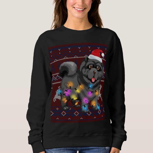 Cute Chow Chow Jul Ljus Ugly Sweater Chow Chow T Shirt (Framsida)