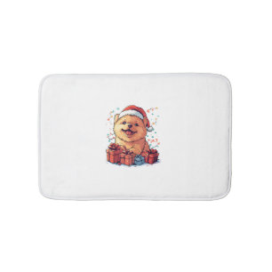 Cute Chow Chow Santa Hat Funny jul Julafton Hund Badrumsmatta