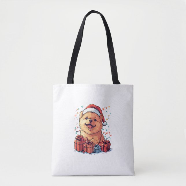 Cute Chow Chow Santa Hat Funny jul Julafton Hund Tygkasse (Framsida)